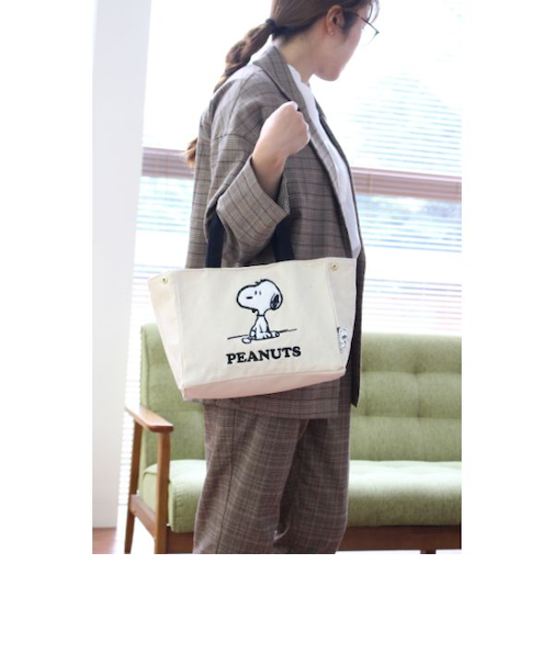 スヌーピー PEANUTS サイドボタントートバッグ シンプリー 4L