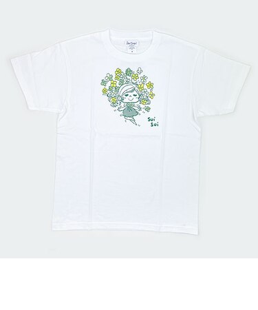 水森亜土 シルクスクリーンプリント Tシャツ(ハナ) (ホワイト) アパレル 亜土ちゃん