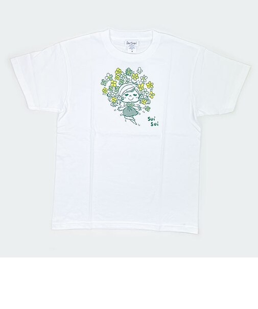 水森亜土 シルクスクリーンプリント Tシャツ(ハナ) (ホワイト) アパレル 亜土ちゃん