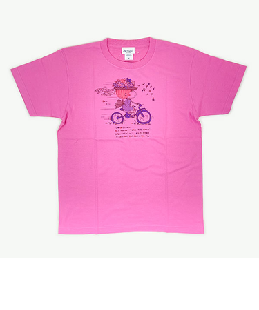 水森亜土 シルクスクリーンプリント Tシャツ(ジテンシャ) (ピンク) アパレル 亜土ちゃん