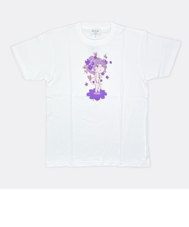 水森亜土 シルクスクリーンプリント Tシャツ(チョウチョ) (ホワイト) アパレル 亜土ちゃん