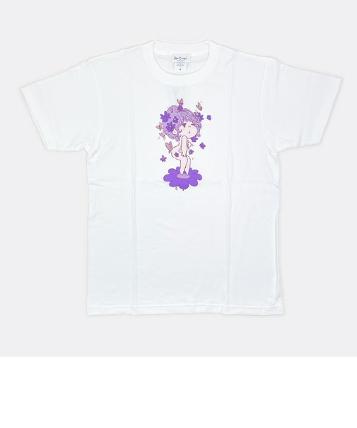 水森亜土 シルクスクリーンプリント Tシャツ(チョウチョ) (ホワイト) アパレル 亜土ちゃん
