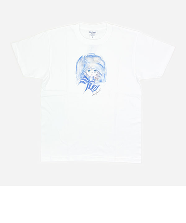 水森亜土 インクジェットプリント Tシャツ(ブルー) (ホワイト) アパレル 亜土ちゃん