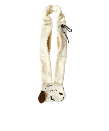 スヌーピー 斜め掛けショルダーバッグマフラー アイボリー/ブラウン マフルー SNOOPY