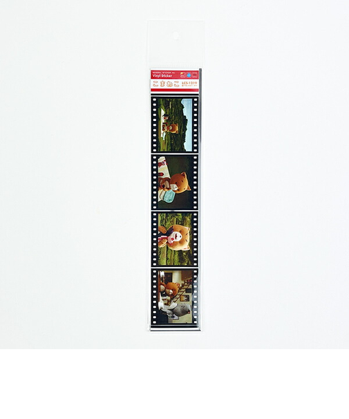 こまねこ 映画風フィルムステッカー ピクニック シール デコ ブラック