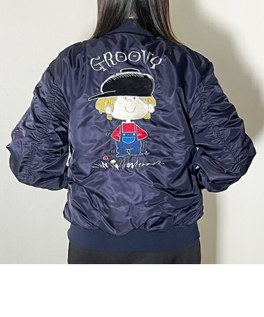 水森亜土 MA-1 オトコノコ(ネイビー） Mサイズ アパレル ジャンパー