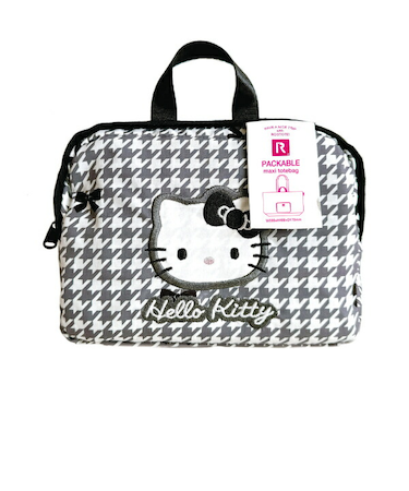サンリオ ハローキティ パッカブル トートバッグ XLサイズ (Houndstooth) 折り畳み  Sanrio
