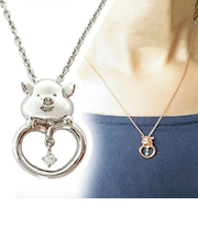 ぷーとん ネックレス シルバー ダイヤモンド 天然石 ジュエリー