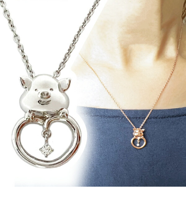 ぷーとん ネックレス シルバー ダイヤモンド 天然石 ジュエリー