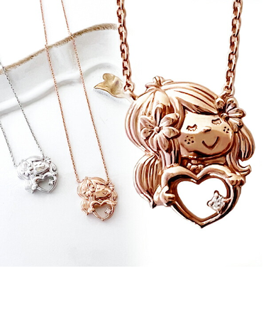 水森亜土 ネックレス ピンクゴールド ダイヤモンド 天然石 ジュエリー