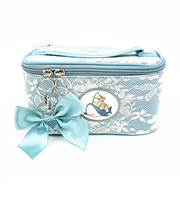 モフサンド mofusand バニティーポーチ レース×刺繍 コスメポーチ ブルー