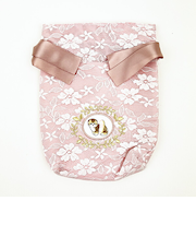 モフサンド mofusand おおきめ巾着 レース×刺繍 巾着袋 ピンク