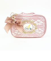 モフサンド mofusand 仕切りカスタムポーチ レース×刺繍 コスメポーチ ピンク