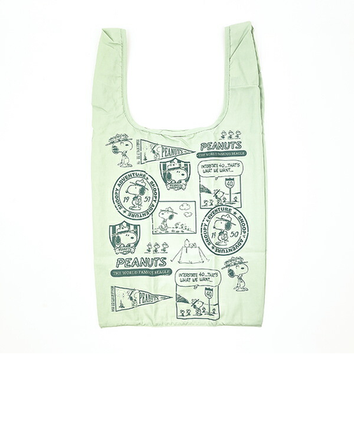 SNOOPY スヌーピー RE-PET マルシェバッグ グリーン エコバッグ 折りたたみバッグ お買い物