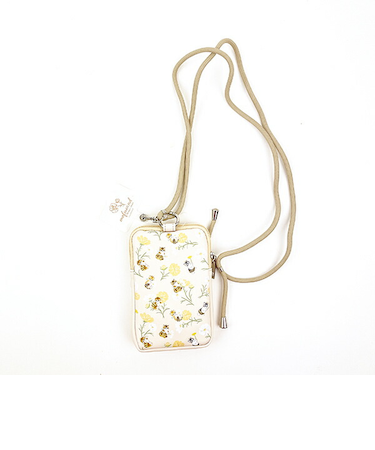 モフサンド mofusand フォンタブ&ショルダーポーチ フラワー スマホ イエロー