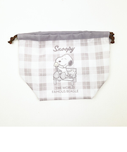 SNOOPY スヌーピー ランチ巾着 ブラウン アイスクリームファクトリーシリーズ ポーチ 小物入れ 化粧品入れ