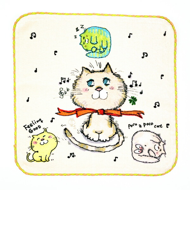 水森亜土 ハミングキャット ハンドタオル ハンカチ 亜土ちゃん