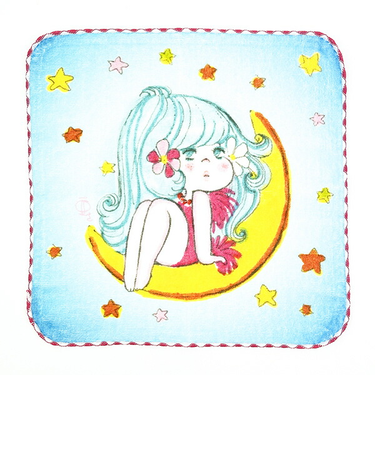 水森亜土 オンザムーン ハンドタオル ハンカチ 亜土ちゃん