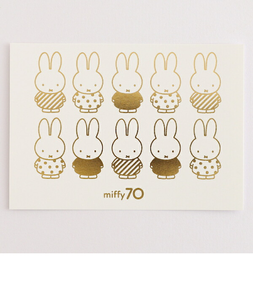 ミッフィー miffy 70th 金箔押しポストカード(miffy_pattern) 文具 日本製