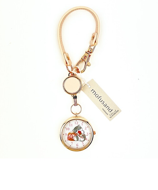 モフサンド リールキーチェーンウォッチ イチゴにゃん ピンク 時計 mofusand