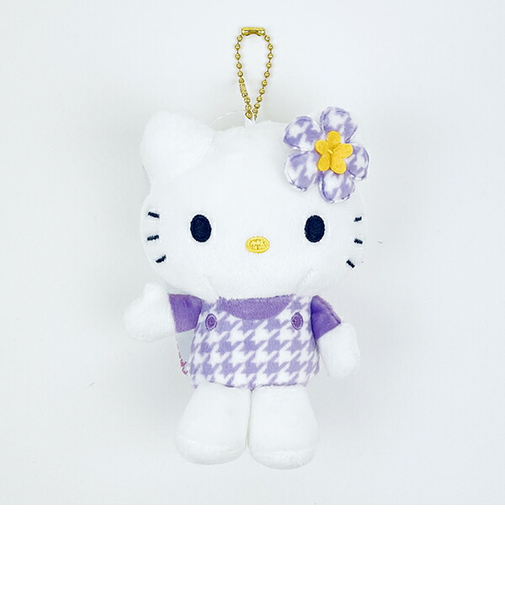 サンリオ ハローキティ マスコットコレクション カオハナ パープル ぬいぐるみ 千鳥柄 サンリオ