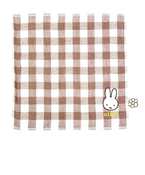 ミッフィー miffy ガーゼギンガムハンカチ (ブラウン) ストロベリー＆チョコレート ベビー
