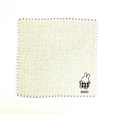 ミッフィー miffy ワッペンタオルハンカチ (グレー) ギンガムシリーズ