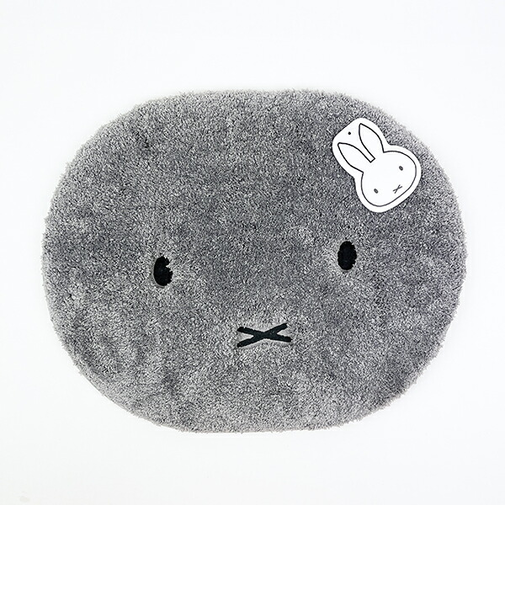 ミッフィー miffy ふわふわフェイス アクセントマット (グレー)