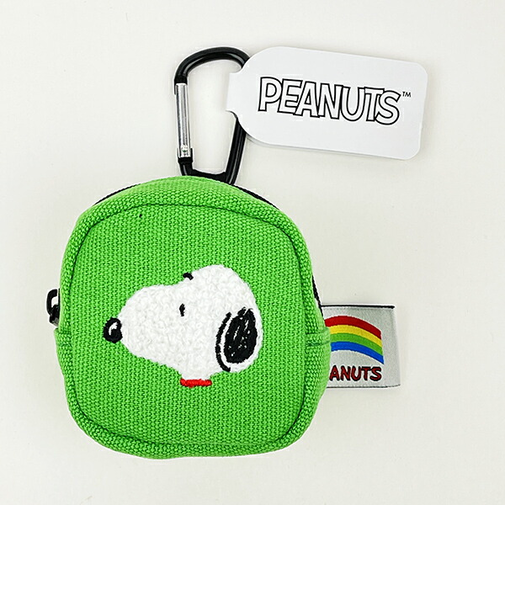 スヌーピー カラフル カラビナミニポーチ グリーン 小物入れ SNOOPY
