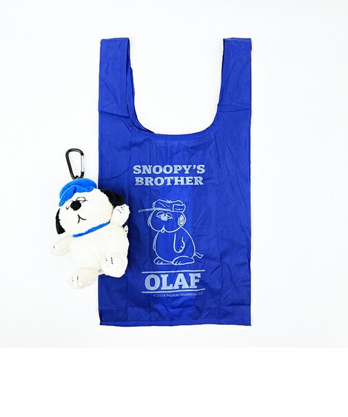 スヌーピー ぬいぐるみエコバッグ オラフ ネイビー お買い物 かばん マスコット カラビナ付き SNOOPY