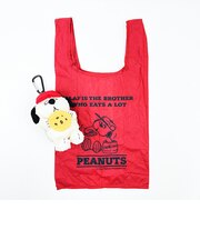スヌーピー ぬいぐるみエコバッグ オラフ レッド お買い物 かばん マスコット カラビナ付き SNOOPY