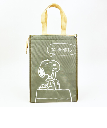 スヌーピー 保冷保温マチ付きトート M カーキ ランチ お弁当 かばん SNOOPY