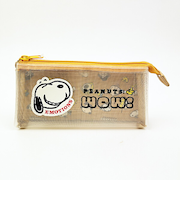 スヌーピー フェイス スリーポケットポーチ 小物入れ ベージュ SNOOPY