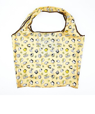 スヌーピー フェイス ポケット付きランチバッグ お買い物 かばん ベージュ SNOOPY