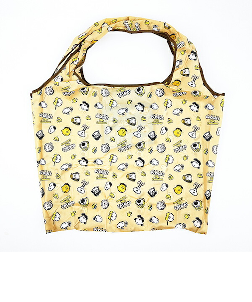 スヌーピー フェイス ポケット付きランチバッグ お買い物 かばん ベージュ SNOOPY