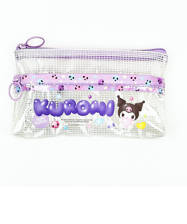 サンリオ クロミ クリアダブルファスナーポーチ 小物入れ パープル