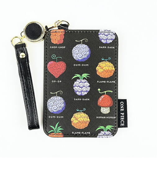 ワンピース 悪魔の実 リール付きパスケース 定期入れ 通勤通学 ブラック