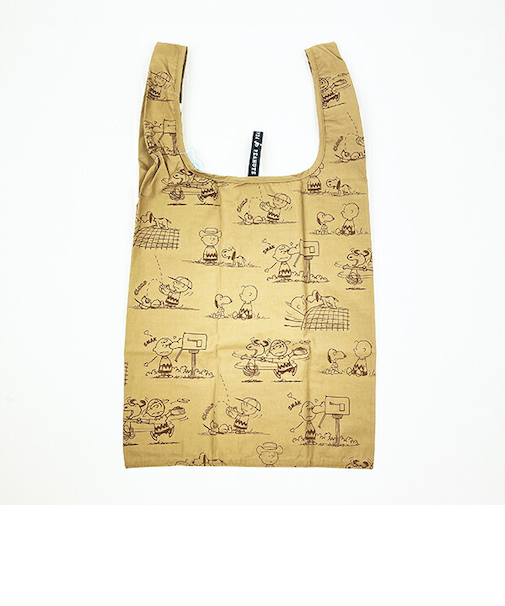 スヌーピー RE-PET マルシェバッグ エコバッグ かばん ブラウン SNOOPY