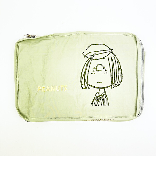 スヌーピー 収納ポーチ M トラベル 旅行 グリーン PEANUTS SNOOPY