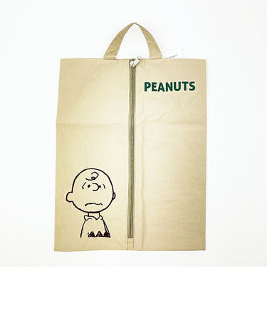 スヌーピー ワイドトラベルポーチ 収納ポーチ シューズ入れ ベージュ PEANUTS SNOOPY