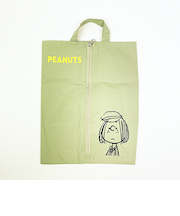スヌーピー ワイドトラベルポーチ 収納ポーチ シューズ入れ グリーン PEANUTS SNOOPY