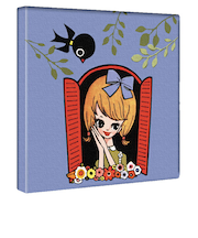 内藤ルネ キャンバスアート 窓辺の少女 インテリア アートパネル