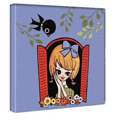 内藤ルネ キャンバスアート 窓辺の少女 インテリア アートパネル