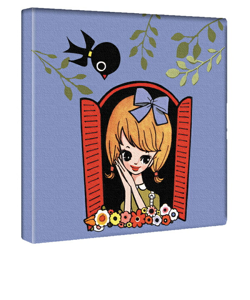内藤ルネ キャンバスアート 窓辺の少女 インテリア アートパネル