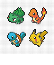 ポケットモンスター 集合(ピカチュウ＆初代御三家) アートパネル ピクセル インテリア ポケモン 日本製