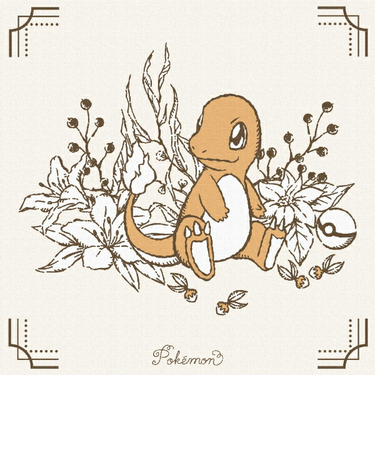 ポケットモンスター ヒトカゲ アートパネル  ボタニカル インテリア ポケモン 日本製