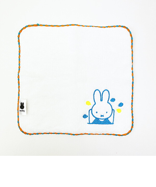 ミッフィー miffy ふわふわ刺繍ハンカチーフ (イエロー)