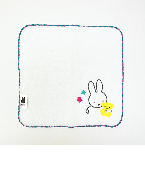 ミッフィー miffy ふわふわ刺繍ハンカチーフ (ピンク)