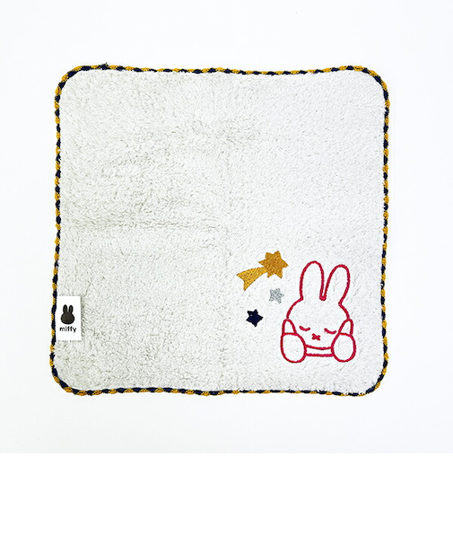 ミッフィー miffy ふわふわ刺繍ハンカチーフ (ベージュ)