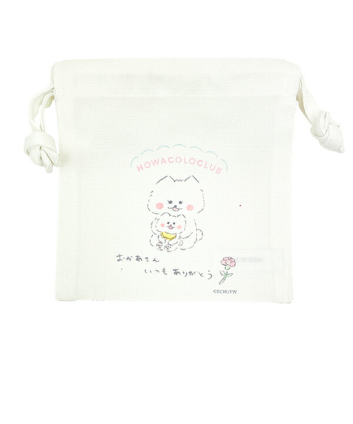 ほわころくらぶ グリーティングミニ巾着 ホワイト ポーチ 小物入れ